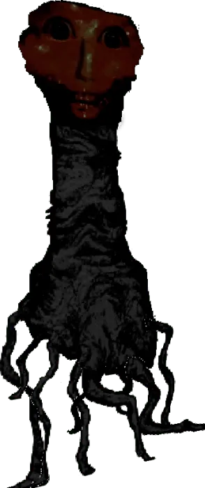 Creepy creature with a humanoid face.
