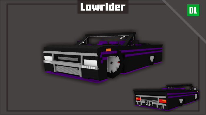 Blocky black and purple lowrider car mod