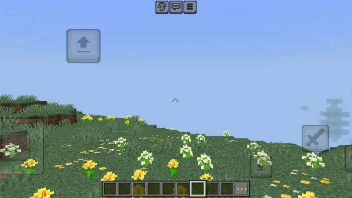Minimal crosshair on grassy field with flowers