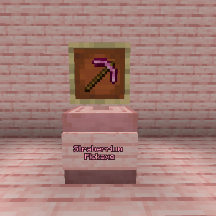 Straberrium pickaxe display in game.