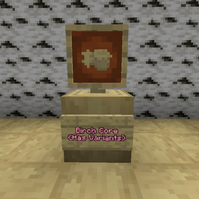 Birch Core display with variants sign.