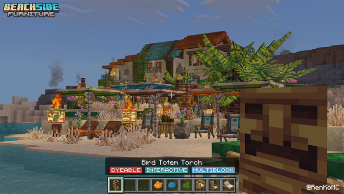 Tropical beach furniture and decor scene