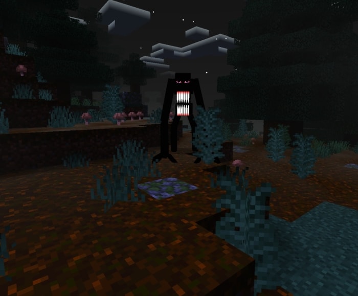 Creepy entity with glowing eyes.