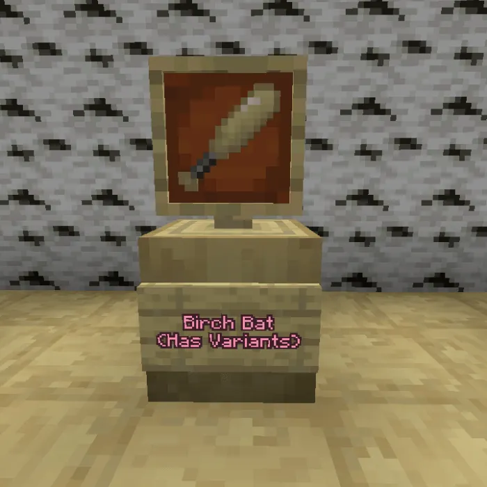 Birch bat display with variants sign.