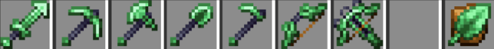 Green-themed tools and weapons set