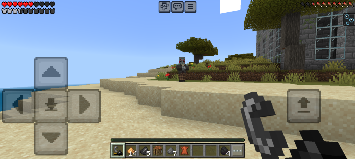 Player faces hostile enemy on sandy terrain