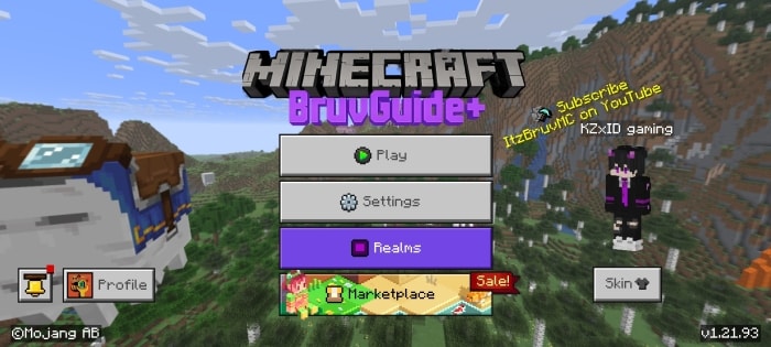 Game menu with BruvGuide UI and options