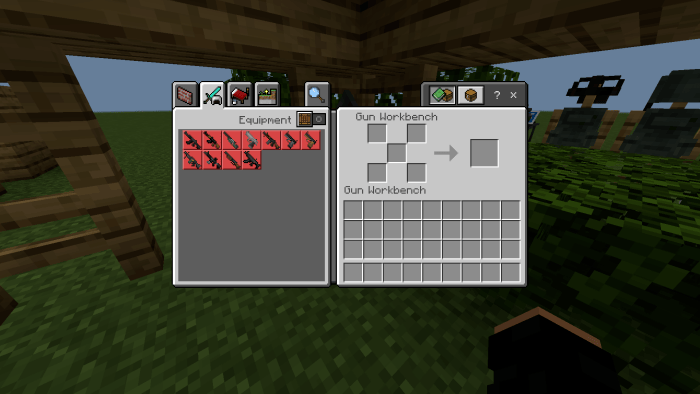 Gun crafting menu with weapon selection shown
