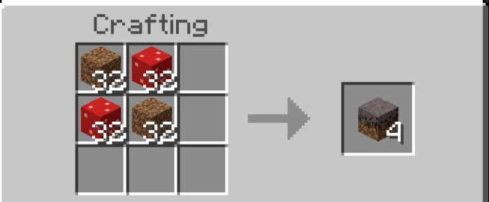 Crafting recipe for Podzol blocks.