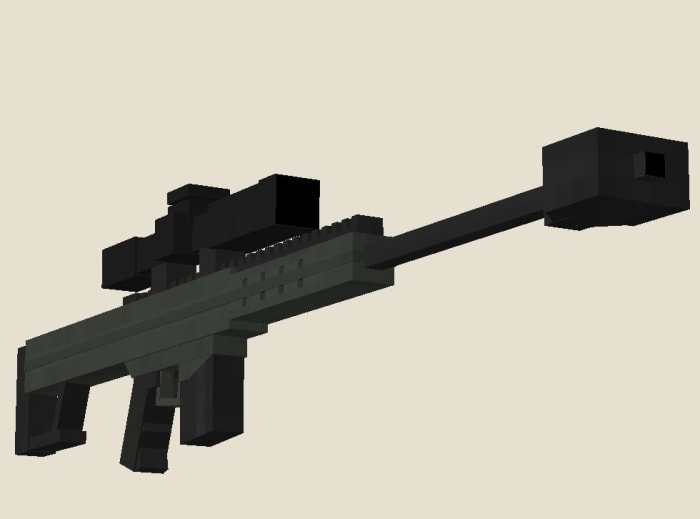 Pixelated modern sniper rifle model.