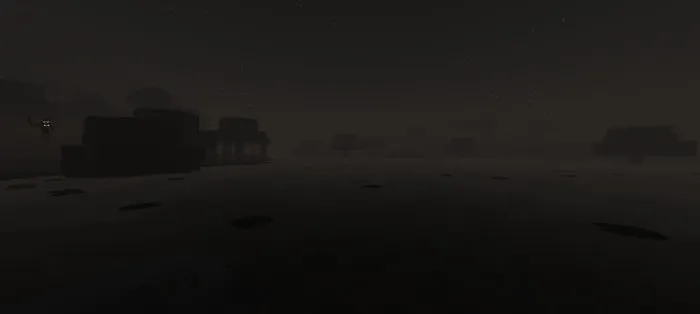 Dark swamp with a glowing-eyed creature lurking