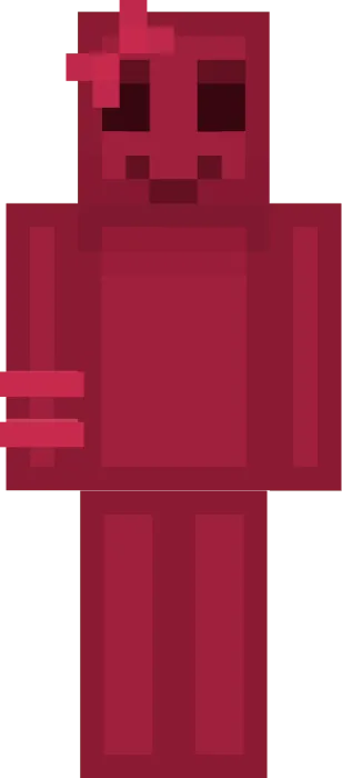Red gummy candy character with a smile.