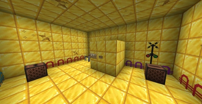 Golden hide and seek room with decor items