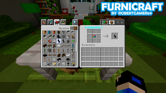 Game interface showing furniture options.