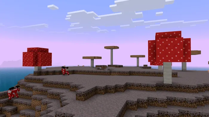Mushroom island with enhanced purple fog