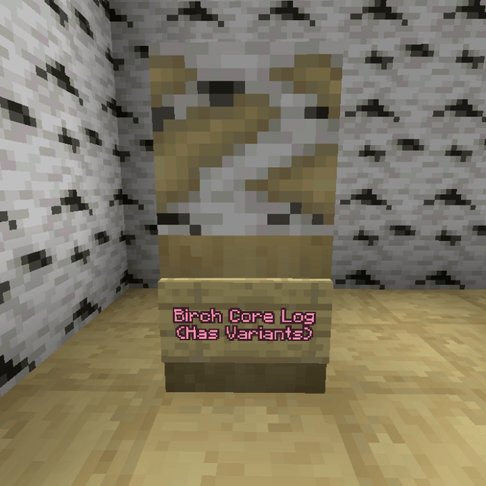 Birch Core Log with Variants Sign