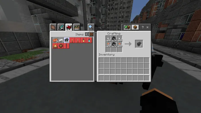 Crafting menu showing gun mod items