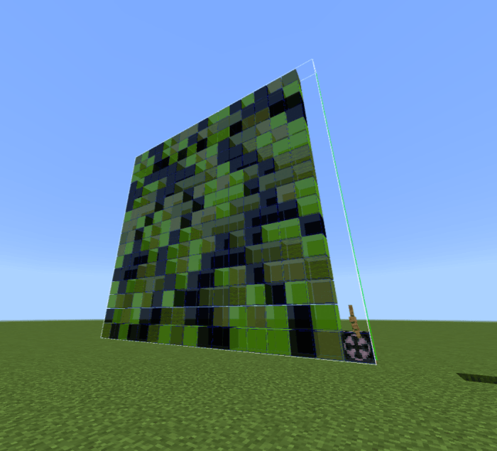 Pixelated green and black tree map display
