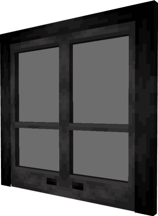 Pixelated dark double doors.
