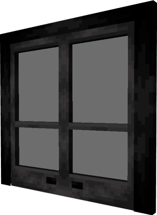 Pixelated dark double doors.