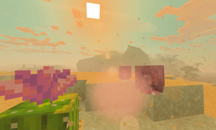 Desert landscape with glowing sunlight effects