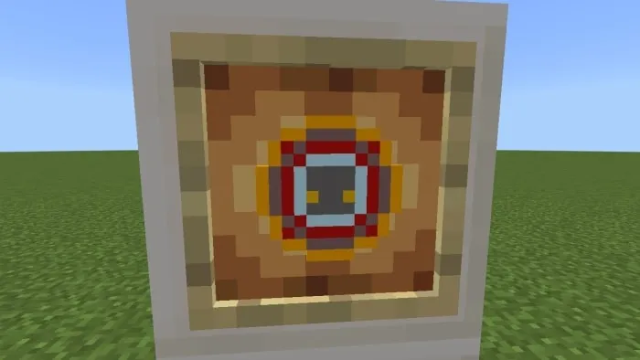 Pixel art serpent goddess symbol in frame