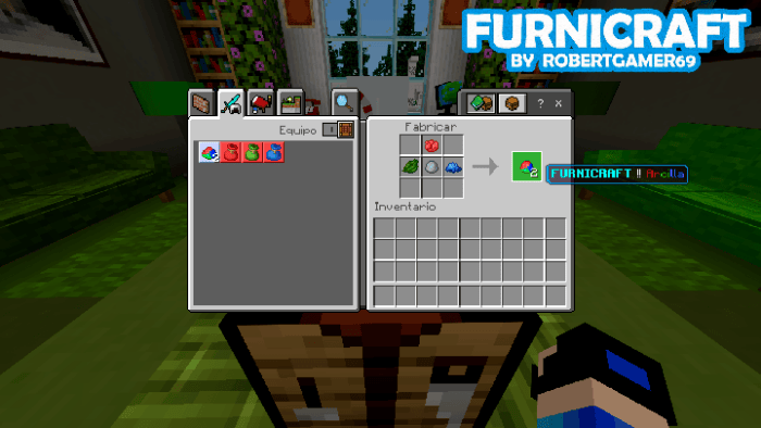 Crafting menu with furniture items.