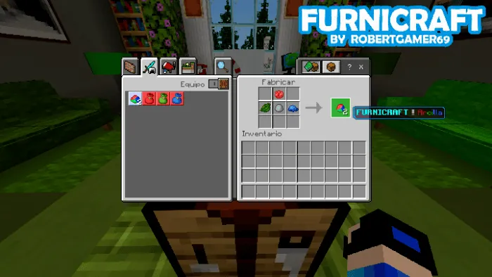 Crafting menu with furniture items.