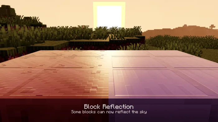 Reflective blocks under a soft sunset sky