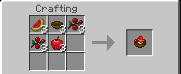 Crafting recipe with berries and apple.
