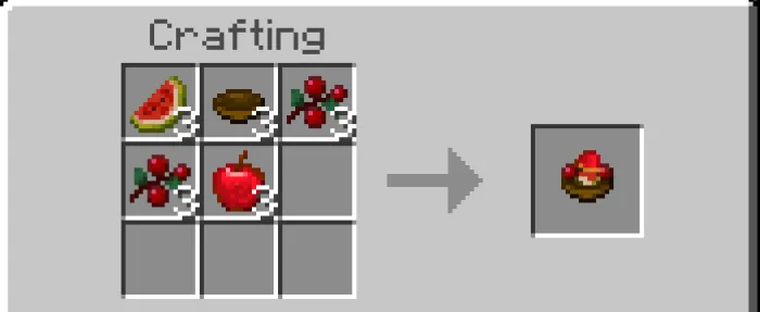 Crafting recipe with berries and apple.