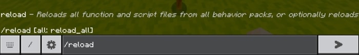 Chat command bar showing reload typed
