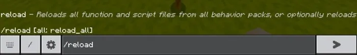 Chat command bar showing reload typed