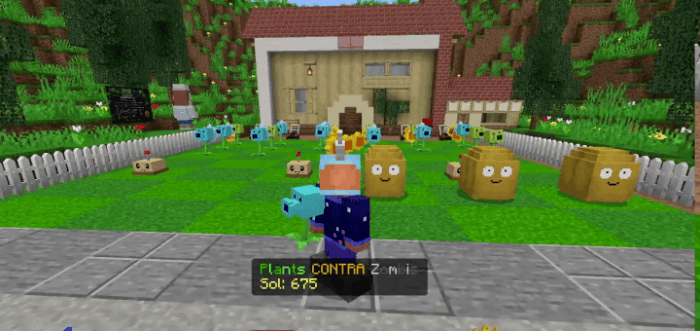 Blocky garden defense with plants and zombies