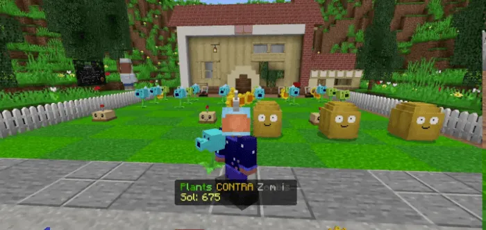 Blocky garden defense with plants and zombies