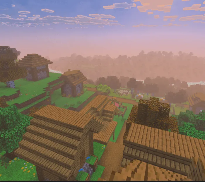 Village landscape with enhanced skies and fog
