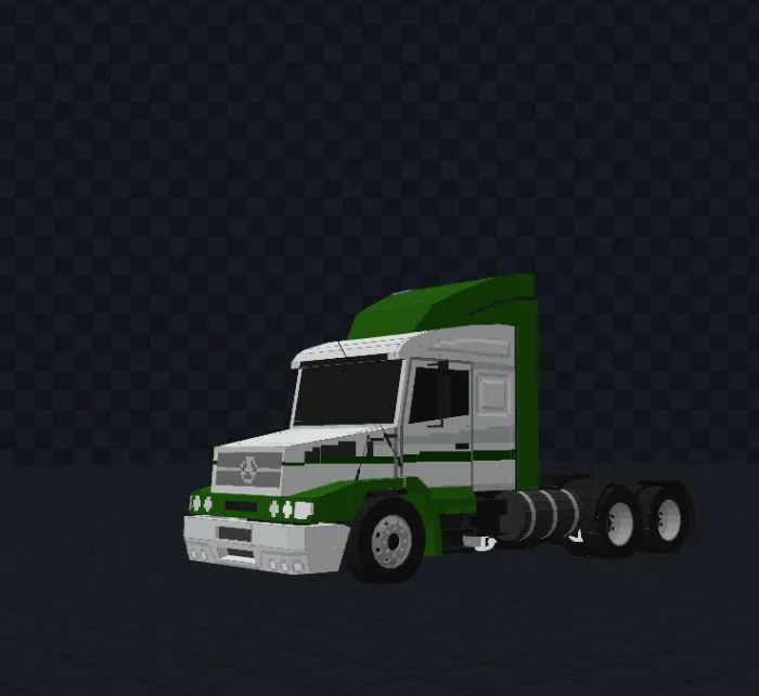 Green and white truck model.