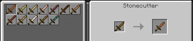Twelve wooden swords and stonecutter recipe