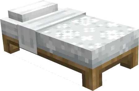 3D white bed with patterned blanket