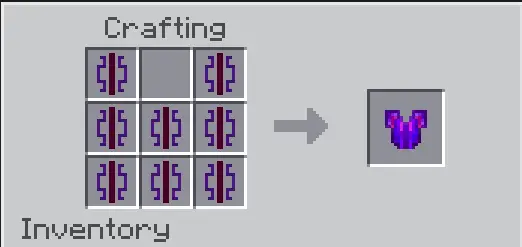 Crafting recipe for a magical chestplate