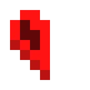 Pixelated half-heart icon, viewed from below