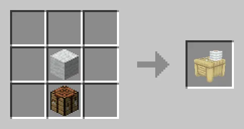 Crafting recipe for a plushie workbench