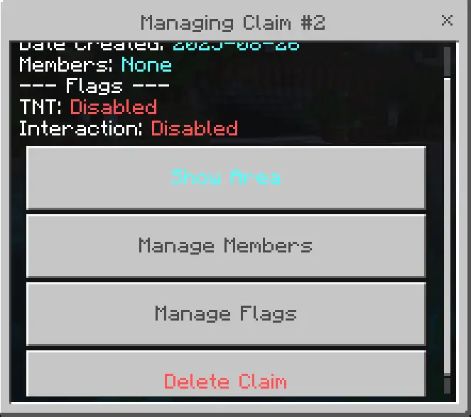 Claim management menu with options displayed.