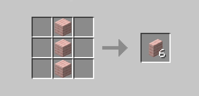 Crafting recipe for vertical wood slabs