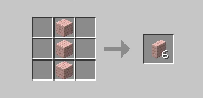 Crafting recipe for vertical wood slabs