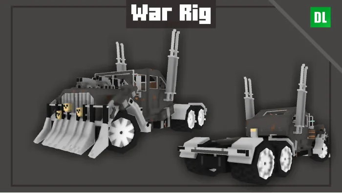 Blocky war rig truck with rusted textures