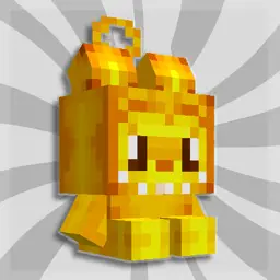 Pixelated yellow plush creature with big eyes