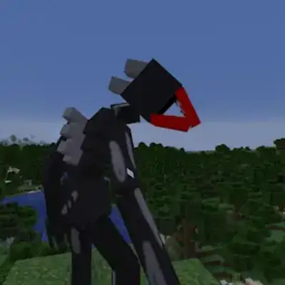 Black creature with red, flower-like head.
