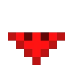 Pixelated half-heart icon, viewed from below