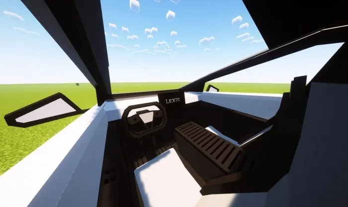 Futuristic truck interior with open doors